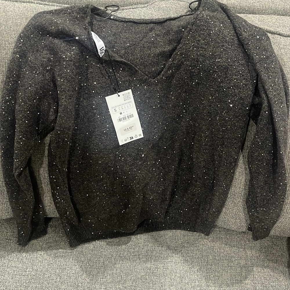 ZARA SEQUIN KNIT SWEATER - Picture 9 of 9